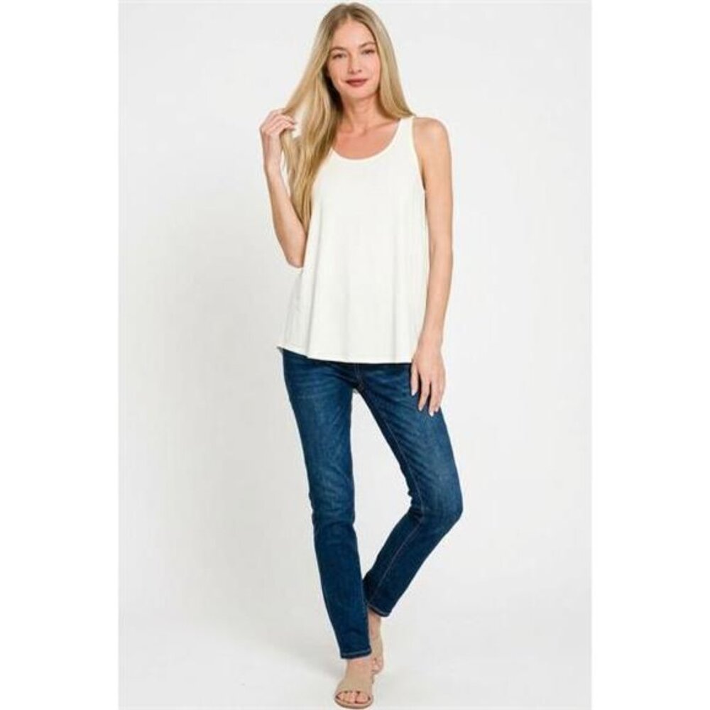 Zenana Flowy Hem Rayon Sleeveless Tank Top